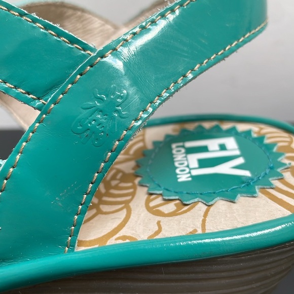 Fly London Yito Wedge Platform Sandals Laces Open Toe Turquoise Blue 9.5 10 (41) - Picture 11 of 14